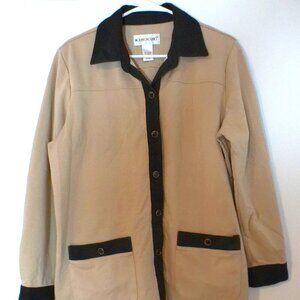 Brownstone Studio Beige & Black Contrast Button Jacket LG #1462